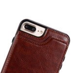 Wholesale iPhone 8 Plus / 7 Plus Flip Book Leather Style Credit Card Case (Brown)